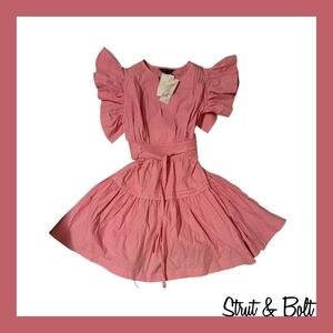 Pink Fluttered Sleeve Dress